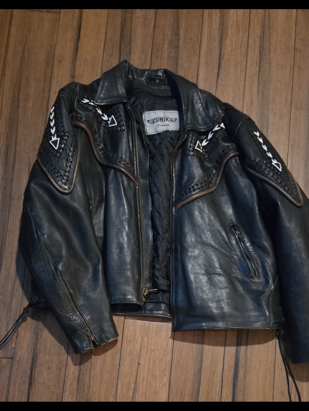 Vintage Black Leather Biker Jacket/Vest/Chaps